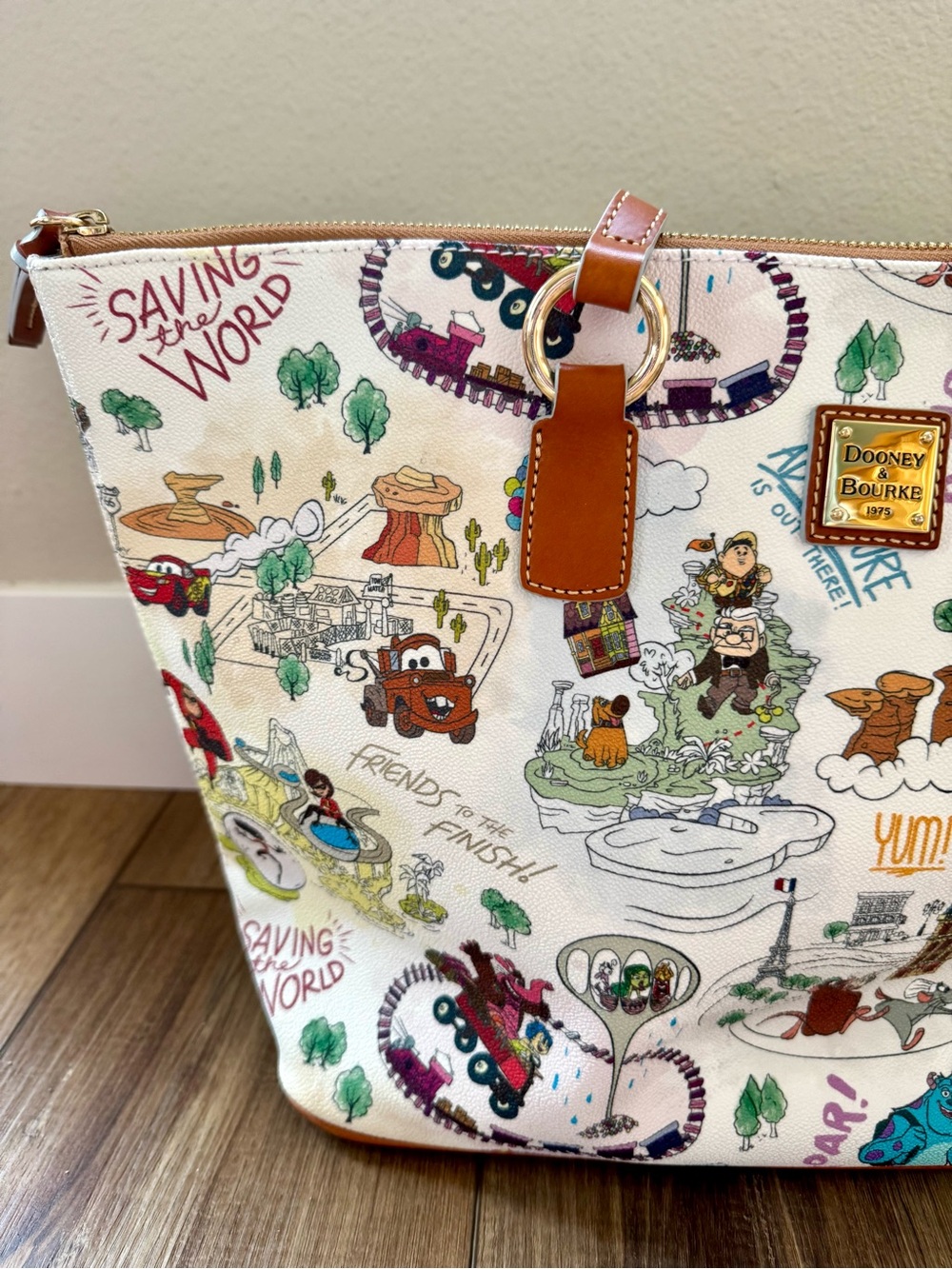 Disney Pixar Maps Dooney & Bourke Tote | EUC | Zip Closure | Blue Lining - Picture 6 of 14